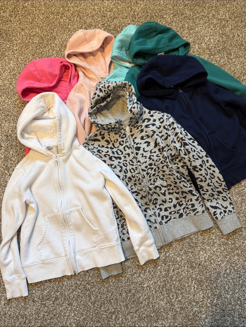 Girls / Kids' Multi-Color Hooded Zip-Up Sweatshirt Bundle of 7 - Size L (9yrs)